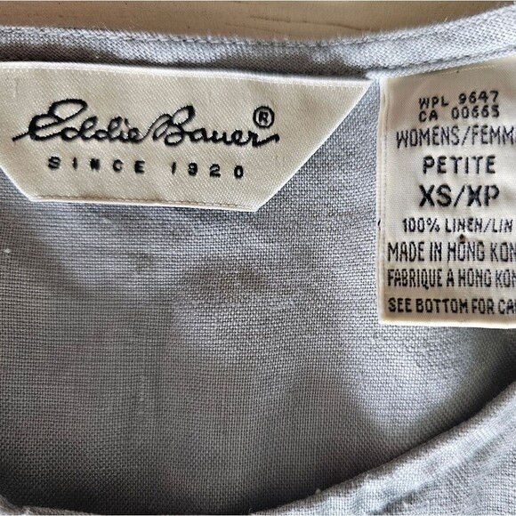 Eddie Bauer 100% Linen Button Front Maxi Dress Sz XSP Vintage Cottagecore Sage - Picture 7 of 16
